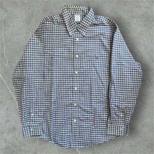 Brooks Brothers Button Down Shirt Mens XL Blue White Gray‎ Regent Fit Gingham